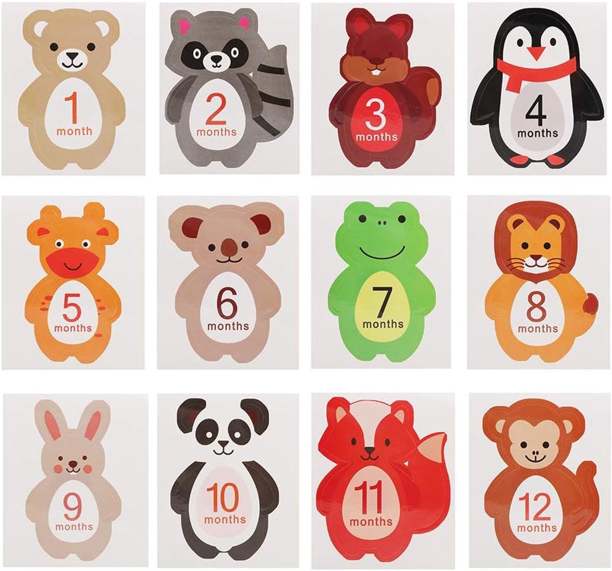 SnelShoppen - 12 Stuks Baby Maand Stickers, Nieuweboren Mijlpaal Stickers voor 1 tot 12 Maand Herinneringen, Geschikt voor Jongens en Meisjes, Gemakke