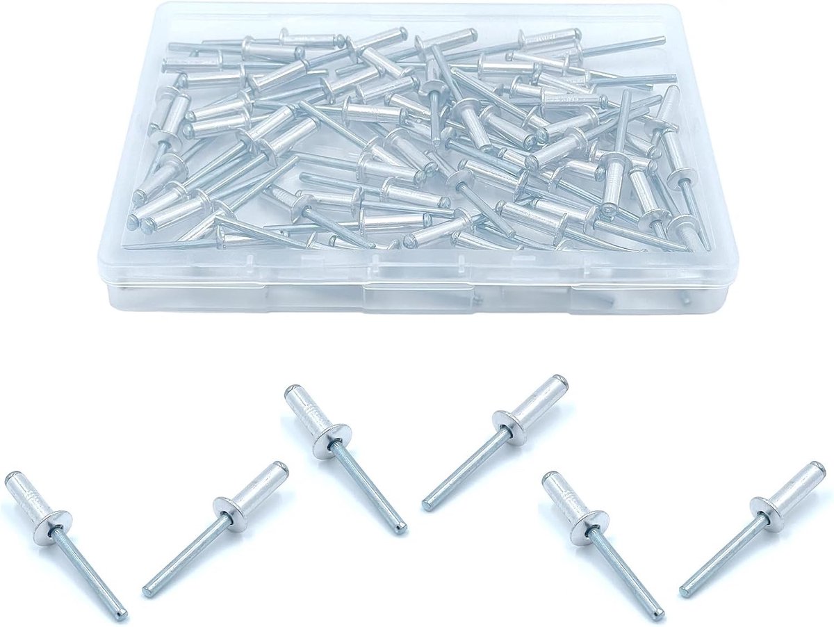 Set van 60 Aluminium Blind Rivets 4.8 x 16 mm, Grote Flens Pop Rivets voor Motorvoertuigen, Meubels en Mechanische Apparatuur