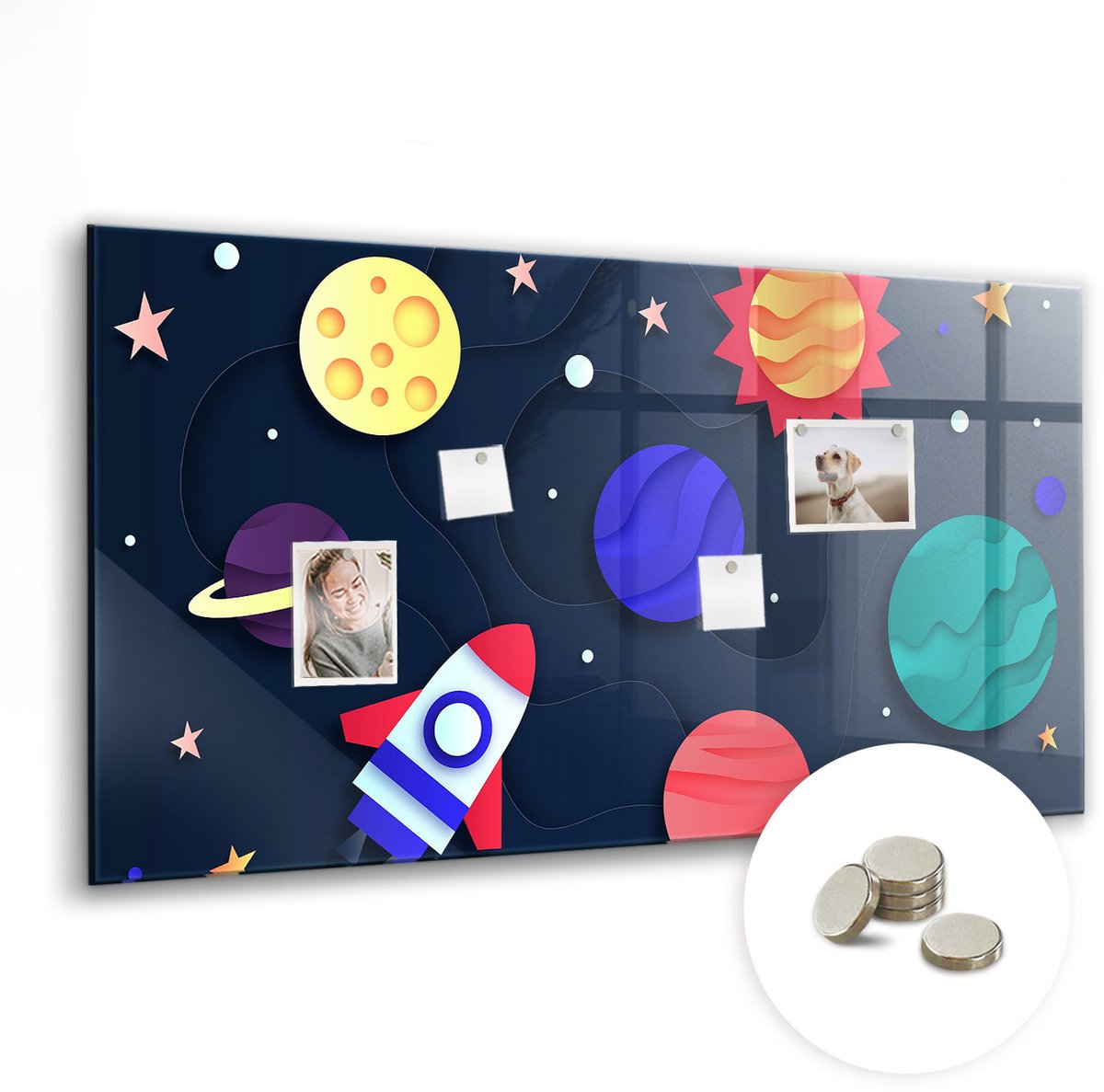 Coloray Glazen Magneetbord - Magnetisch Bord Laten we op reis gaan. - 120x60 cm - Veelkleurig Magneetbord - Magnetic Board - Woonkamer Decoratie