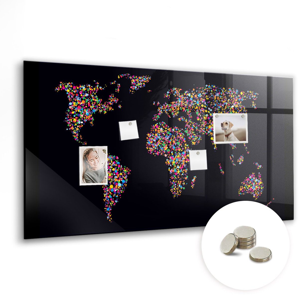 Coloray Glazen Magneetbord - Magnetisch Bord De inscriptie familie - 120x60 cm - Veelkleurig Magneetbord - Magnetic Board - Glazen Magneetbord
