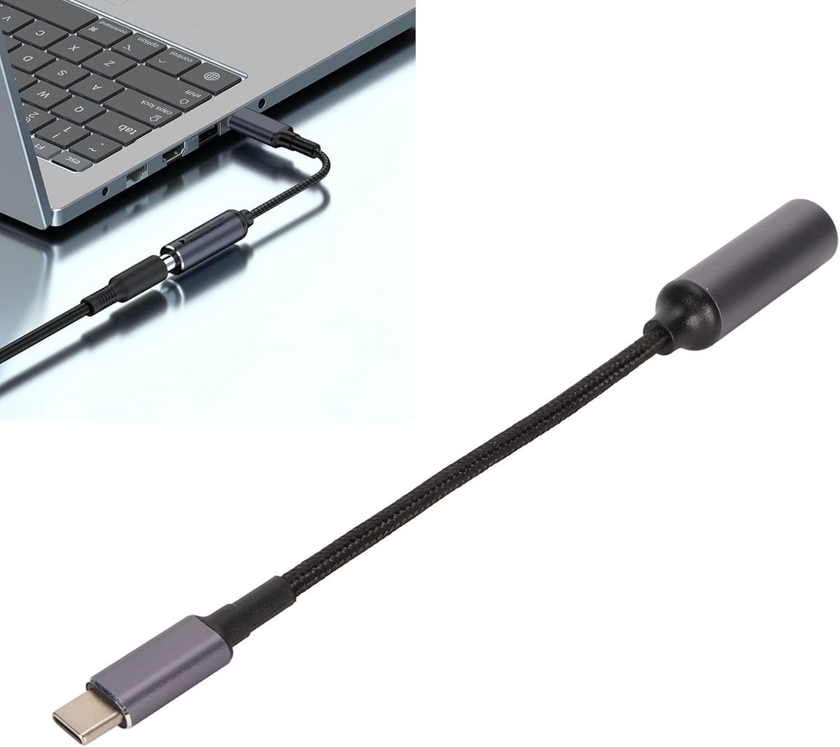 SnelShoppen - DC 5.5mm x 2.1mm Female Input Naar Type C Male PD Oplaadkabel 100W - DC5521 Naar USB C Kabel met PD Automatische Identificatie Chip