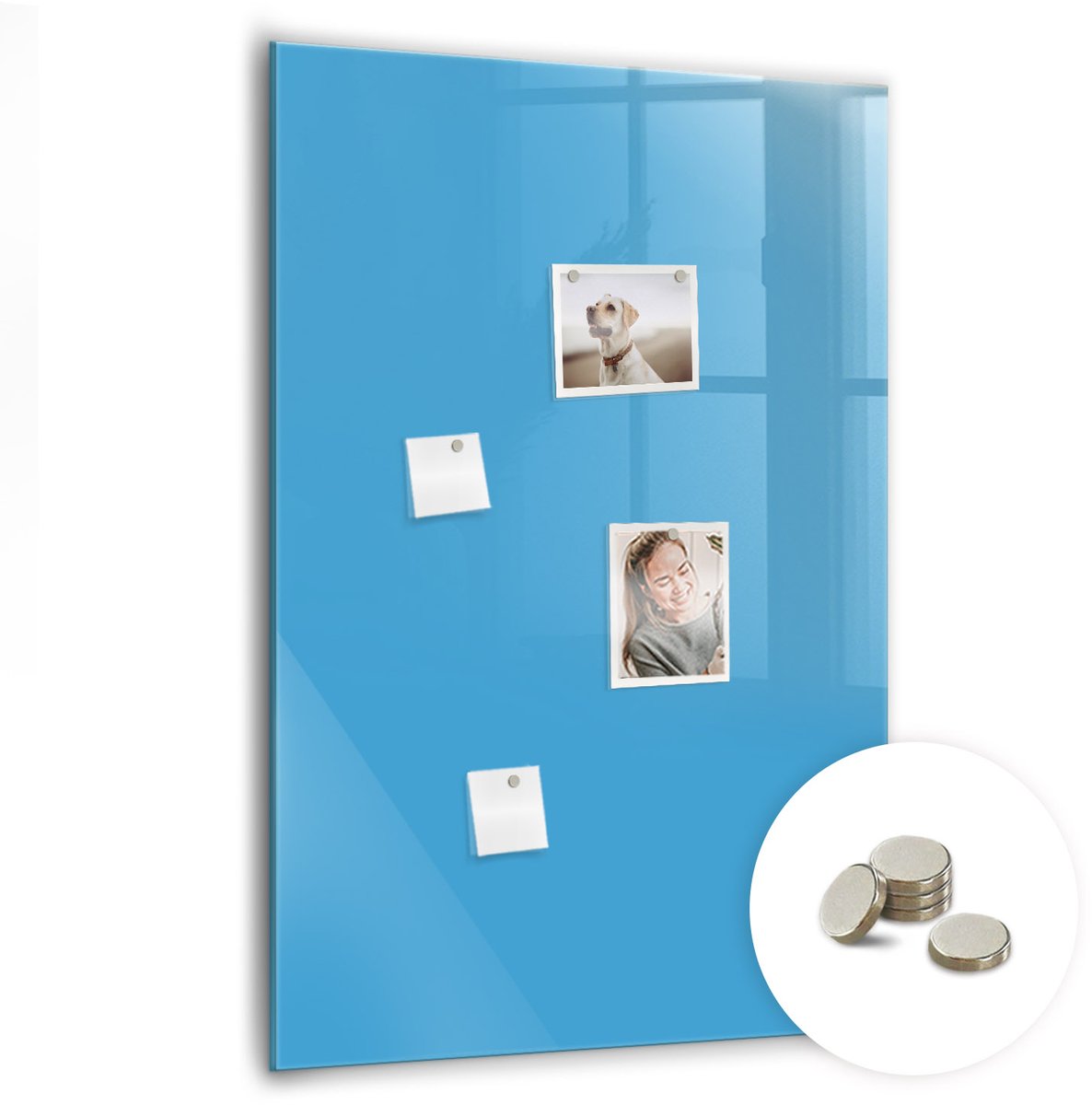 Coloray Glazen Magneetbord - Magnetisch Bord Crème kleur - 70x100 cm - Blauw Magneetbord - Magnetic Board - Magnetisch Wandbord