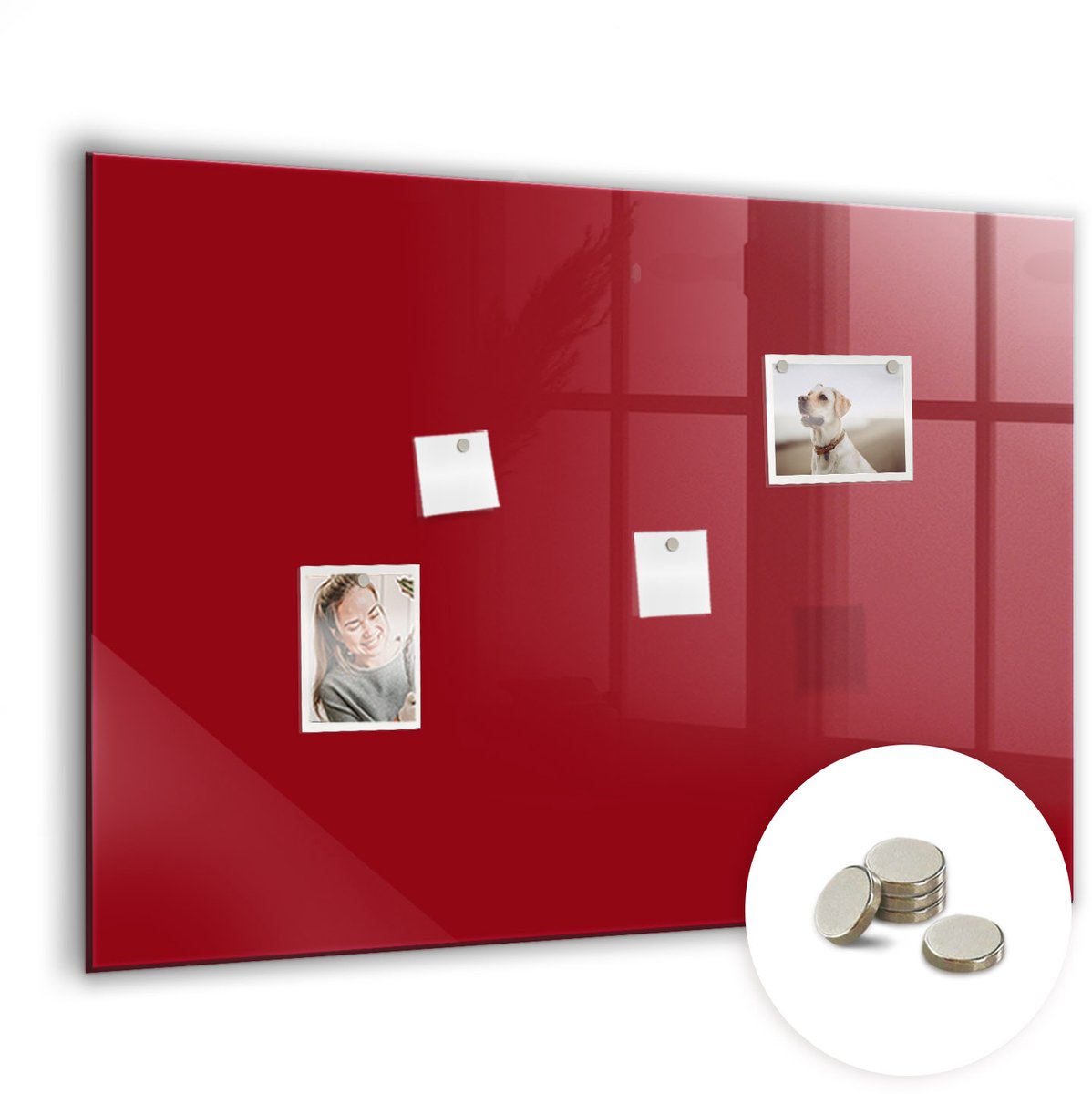 Coloray Glazen Magneetbord - Magnetisch Bord Sterke roze kleur - 100x70 cm - Rood Magneetbord - Magnetic Board - Memobord