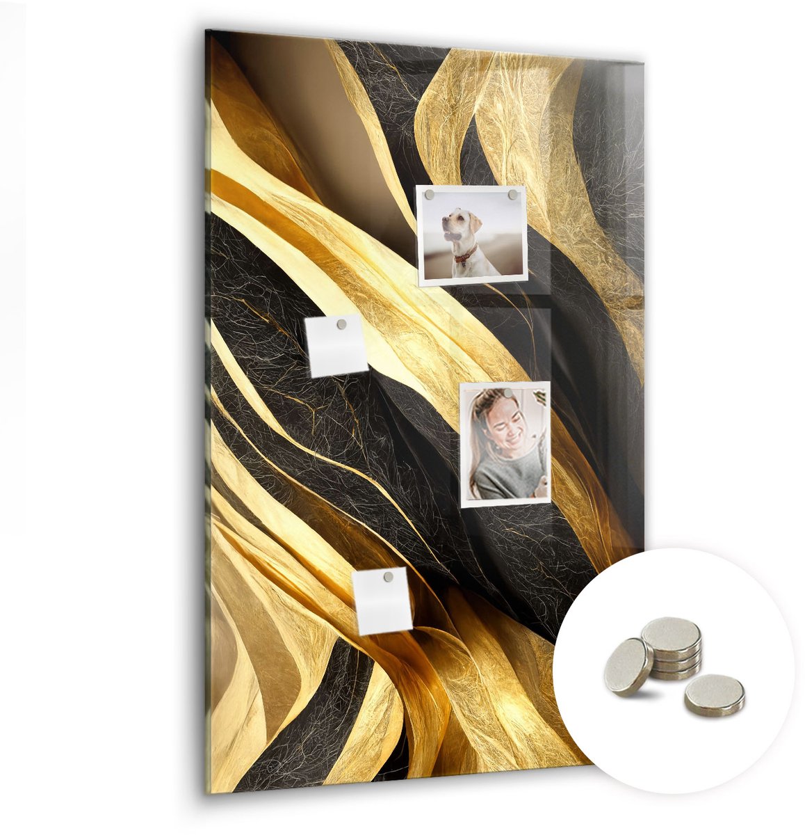 Coloray Glazen Magneetbord - Magnetisch Bord Abstract landschap - 60x90 cm - Gouden Magneetbord - Magnetic Board - Woonkamer Decoratie