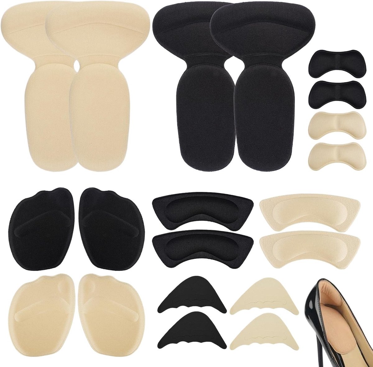 Comfortabele Kussen Pads voor Hakken - Herbruikbare Voetbescherming, Zelfklevende Kussentjes, Verlichting van Pijn en Voorkomen van Te Grote Schoenen