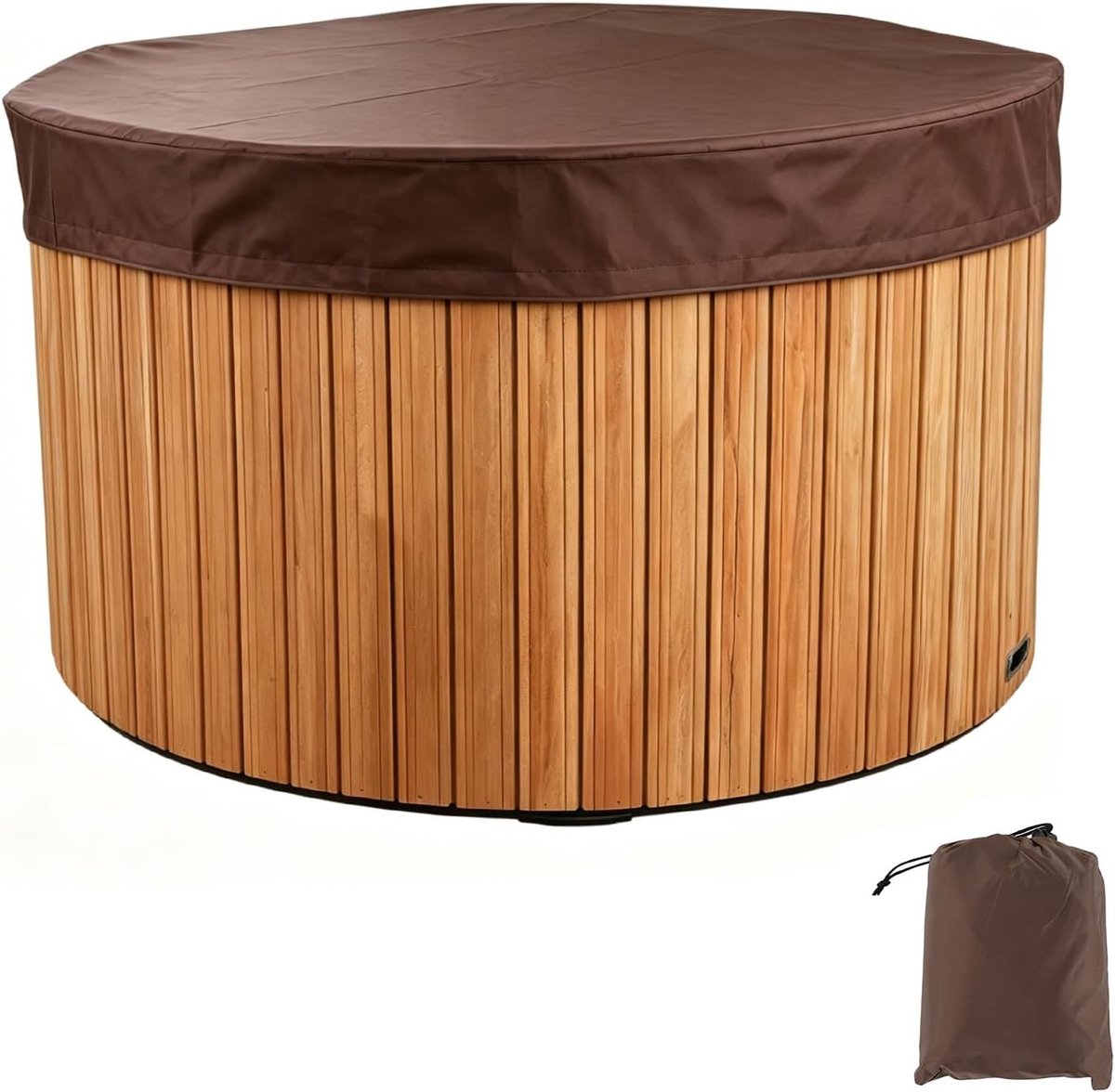 SnelShoppen - Ronde Hot Tub Deksel, Buitenbad Cover Ronde Hot Tub Bescherming 210*30cm Koffie, Waterdicht, Weerbestendig, UV-Bescherming voor Tuin en
