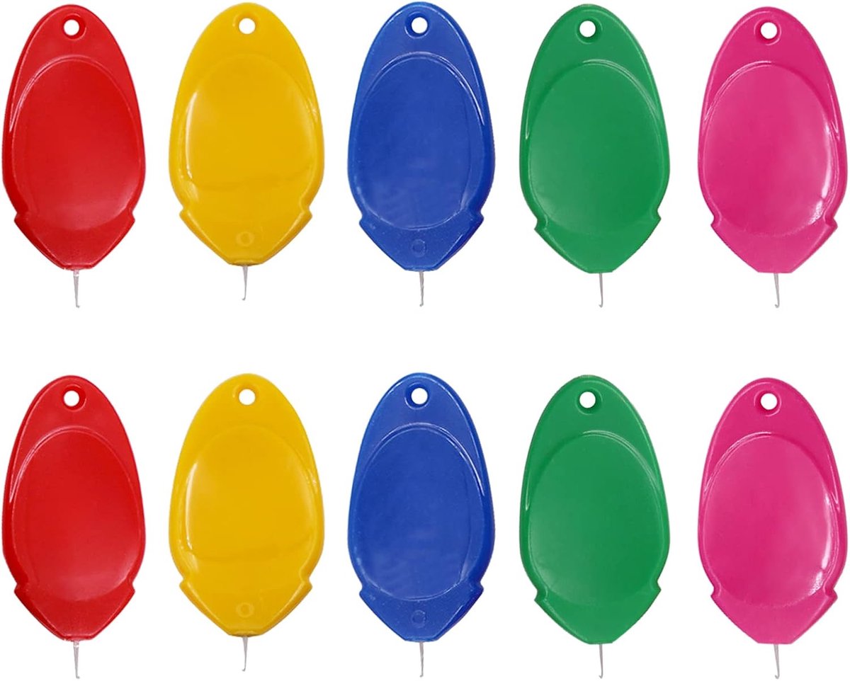 SnelShoppen - 10 Stuks Naald Draadtrekker voor Handwerken, Plastic Draad Loops, DIY Naald Gereedschap, Kleur: Blauw, Geel, Rood, Groen, Roze, Geschikt