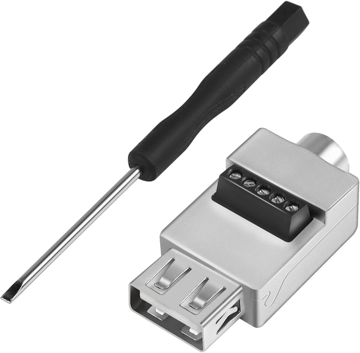 QIANRENON USB2.0 Socket Solderless Adapter Metal Shell USB 2.0 Female to 5Pin Screw Terminal Block Connector 480Mbps - ShopVlot