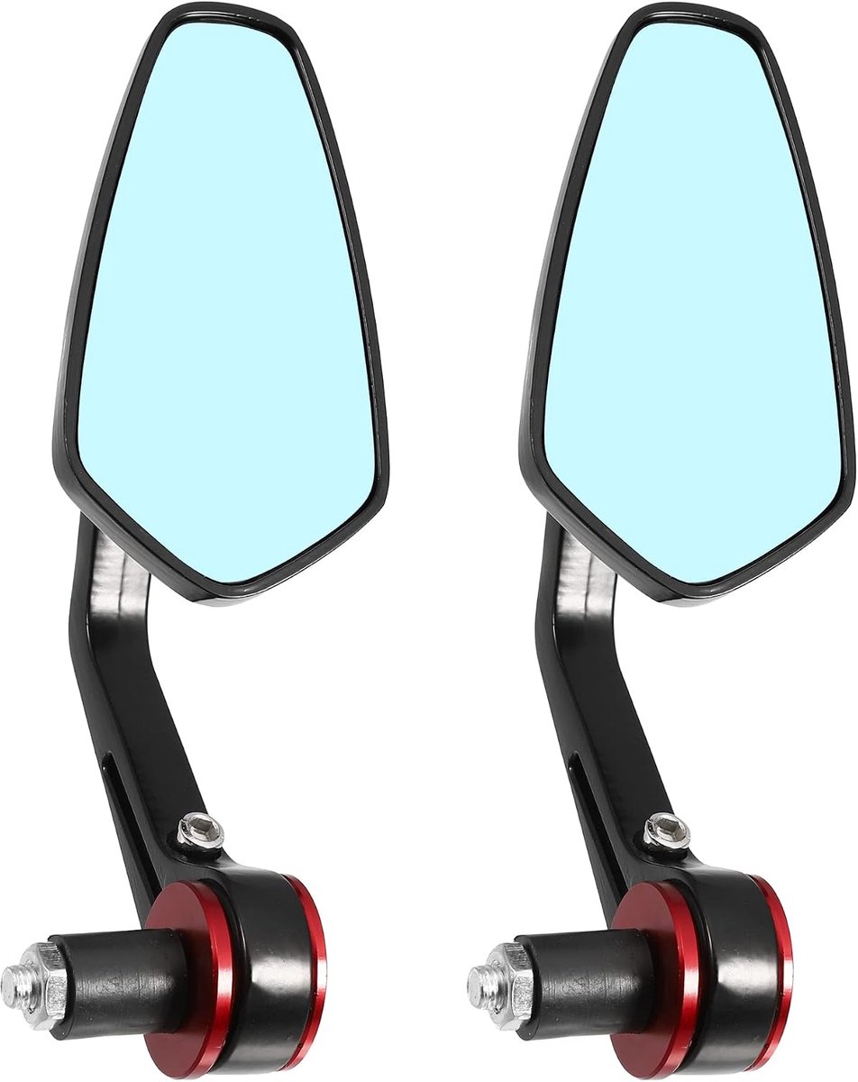 SnelShoppen - Motorfiets Achteruitkijkspiegels Universeel voor Stuur 7/8" - Blauwe Lens, Rood, 1 Paar, Anti-Verblindend, Geschikt voor Fietsen en Scoo