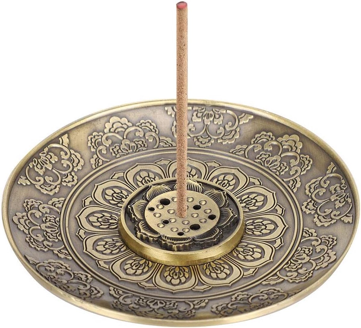 SnelShoppen - Grote Lotus Incense Stick Holder, Metalen Wierookhouder, Ronde Wierookhouder, Asvanghouder, 6 Gaten, Verwijderbaar Ontwerp, Geschikt Voo