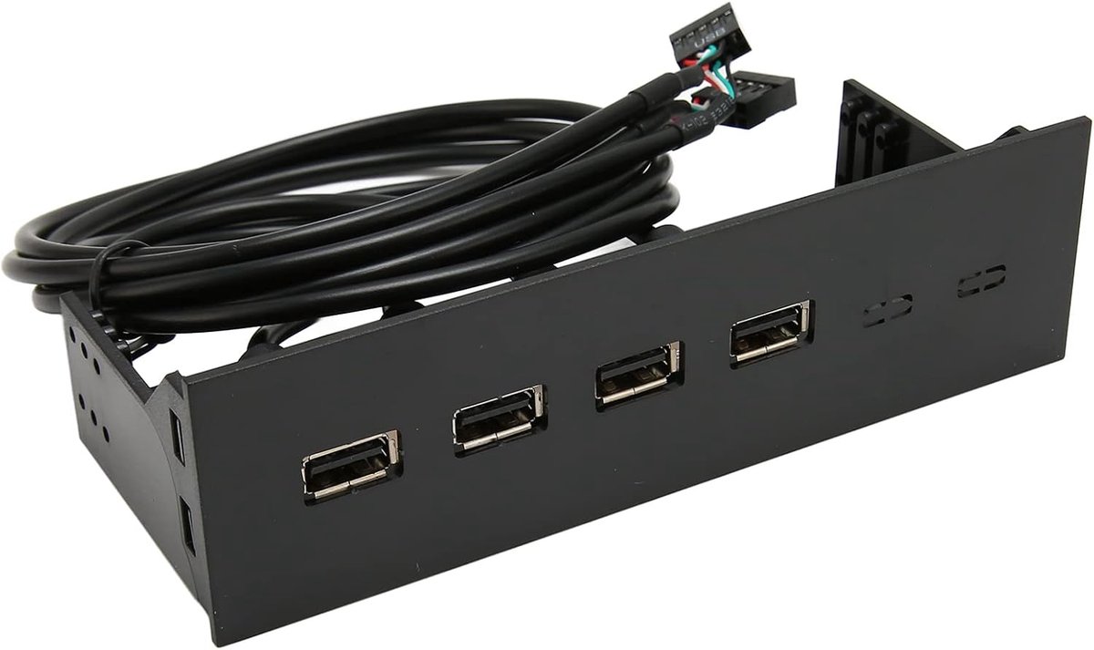 SnelShoppen - 5.25 Inch Front Paneel USB 2.0 Hub 4 Poorten, Interne Metalen USB Hub voor PC Behuizing, Compatibel met Windows 11 10 8.1 8 7 Vista XP,