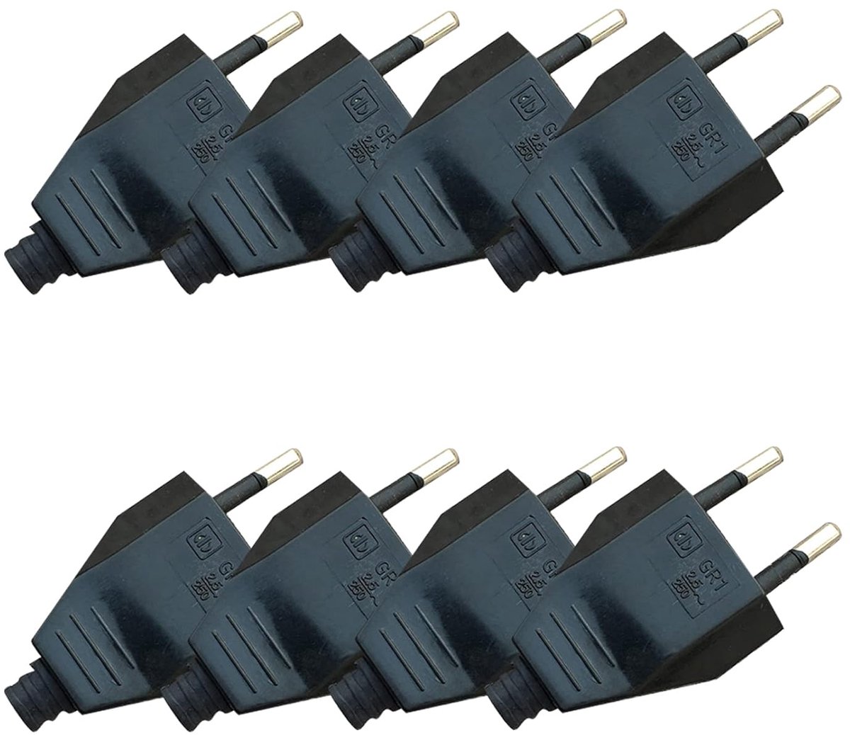 SnelShoppen - Eurostekker platte stekker, 8 stuks Euro flat plug, 220V, 16A, zwart, schroefaansluiting, ideaal voor buiten gebruik, reparatie, en verl
