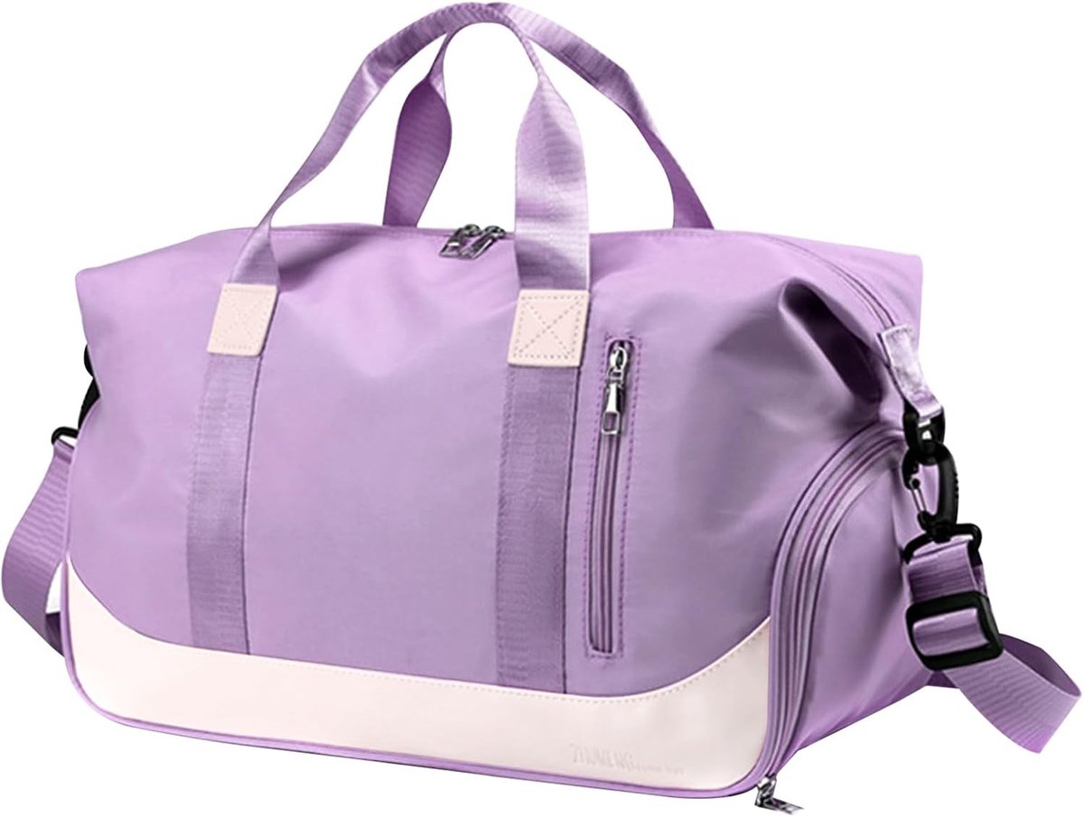Waterdichte Sporttas 35L met Schoencompartiment voor Weekendtrips, Yoga en Sportactiviteiten, Paars