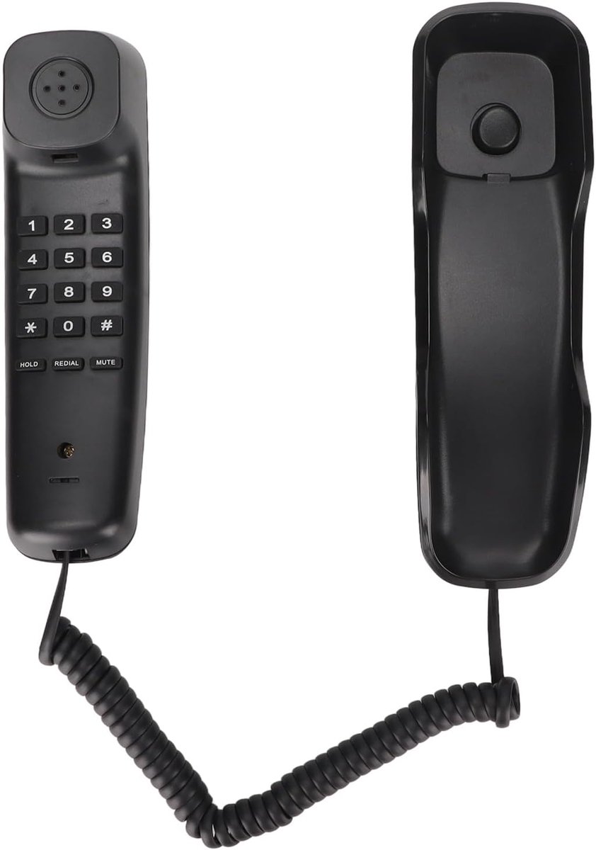 SnelShoppen - Wandtelefoon Landlijn met Mute Functie en Stabiele Bevestiging voor Thuis en Hotel (Zwart)