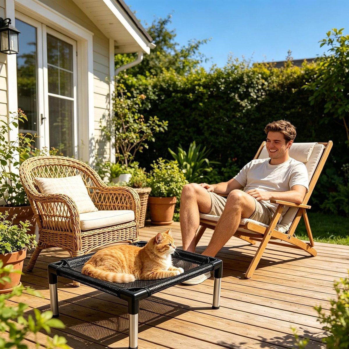 Verhoogd Hondenbed - Honden Hangmat - Buiten Rusten - Geventileerd Gaas - 50x50x12cm - Grijs