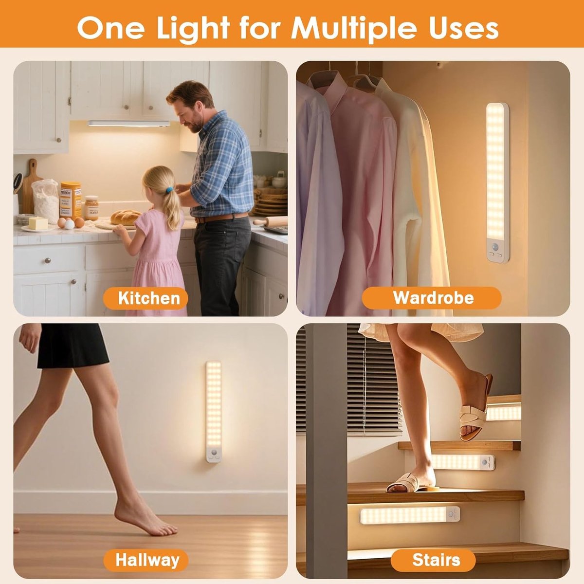 Onderkast Keukenverlichting - 3000K - 25 cm - Oplaadbaar met Bewegingssensor - Voor Kledingkast en Trappen