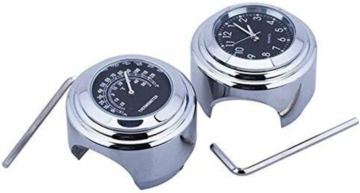 SnelShoppen - Sportarc Motorfiets Handvat Klok Thermometer - Luminous Functie - Aluminium Constructie - Waterdicht en Corrosiebestendig - Eenvoudig te