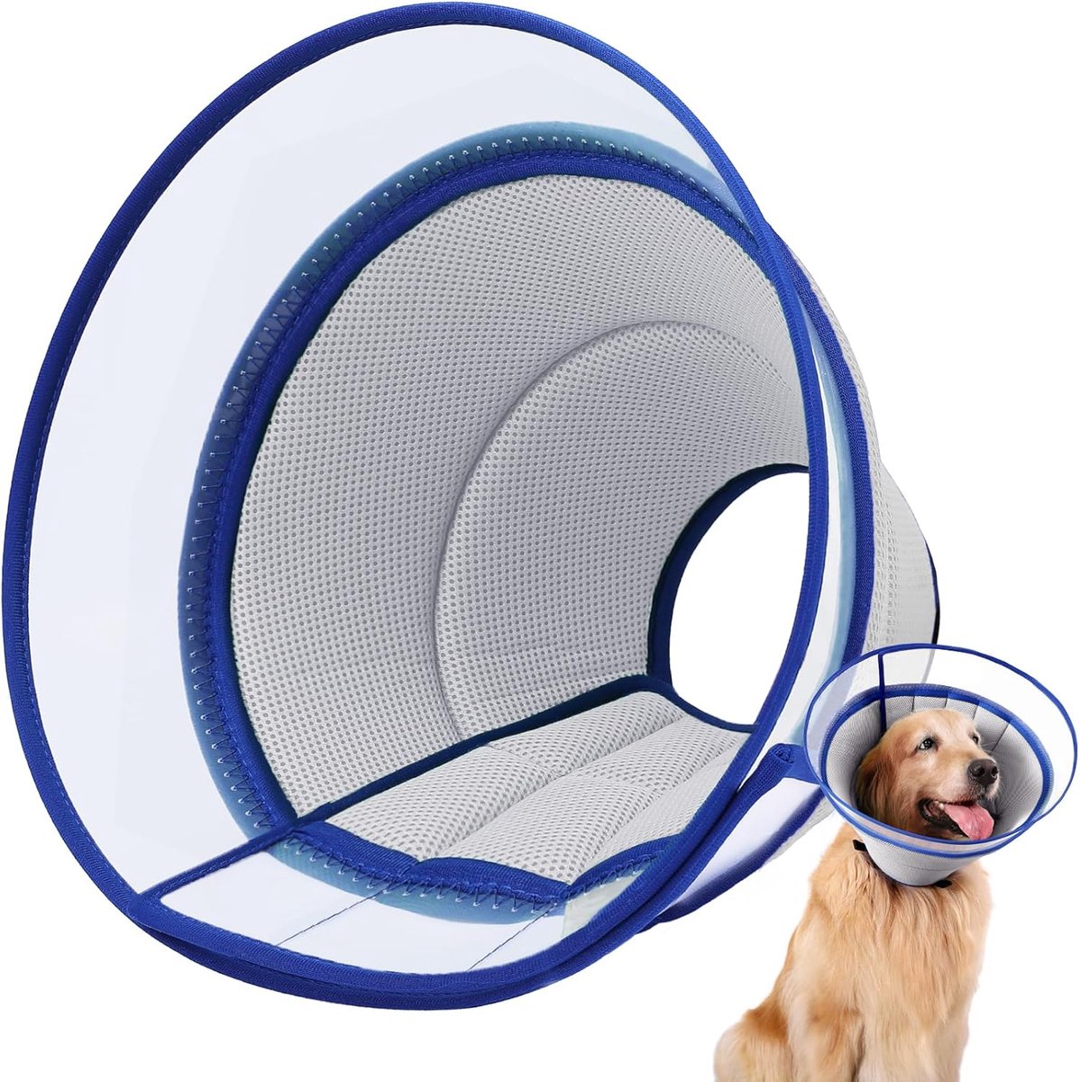 SnelShoppen - Zachte Hondenhalsband, Anti-Likken Beschermhalsband voor Honden, Ademend, Verstelbaar, Lichtgewicht, Maat 6, Grijs voor Snelle Herstelpe