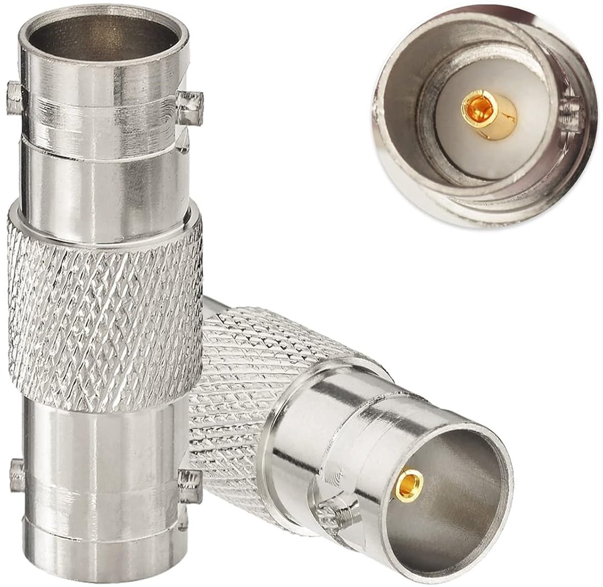SnelShoppen - BNC Adapter Kit 75 Ohm, BNC Female Plug, 2 Stuks, Ideaal voor HD-SDI/3G-SDI/4K/8K Video Camera Monitor Kabel, Gecoat Messing