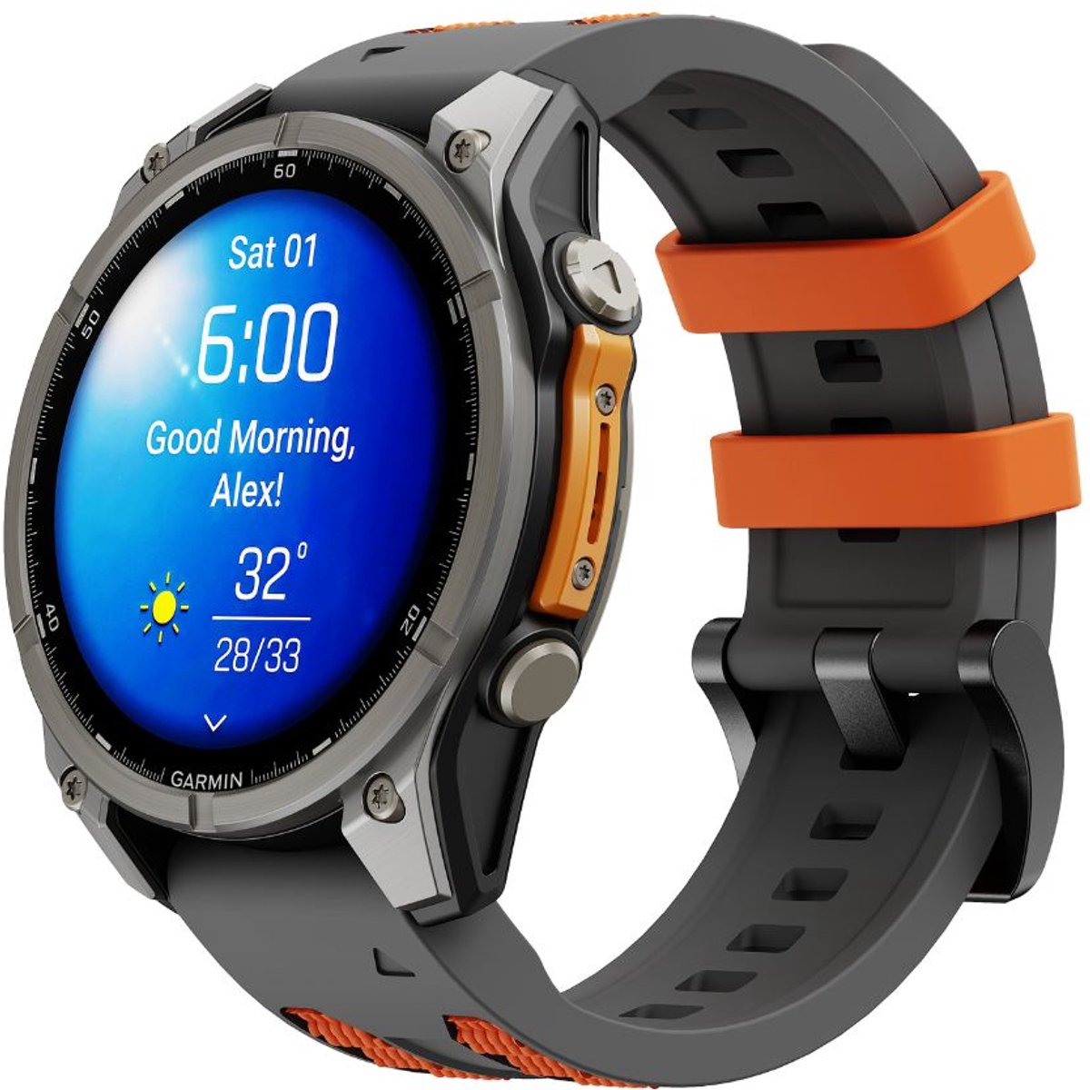 Cubenest Premium sporthorlogeband 26 mm Grijs/Oranje - geschikt voor Garmin smartwatch