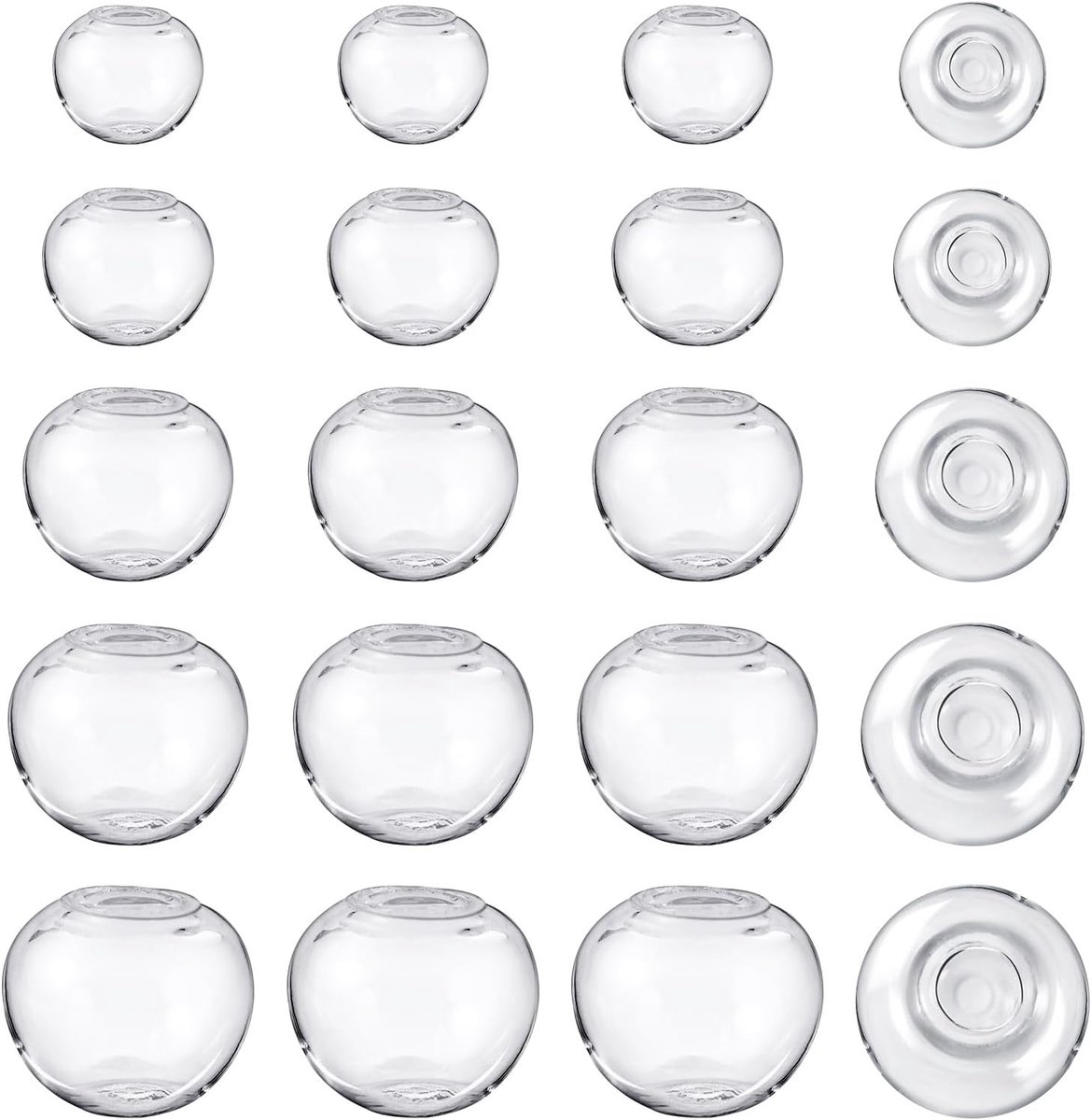 SnelShoppen - 100 Glazen Bol Flesjes 10/12/14/16/18 mm Helder Rond Kristal voor Sieraden en Creatief Werk