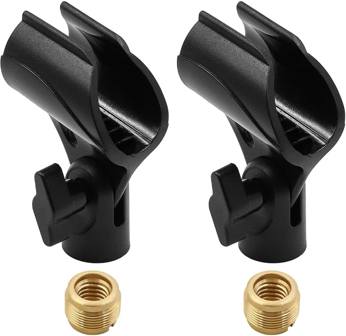 SnelShoppen - Verstelbare Microfoon Clip met 2 Microfoon Schroefadapters 5/8" naar 3/8" Universele Draagbare Microfoonstandaard Houder (Zwart)