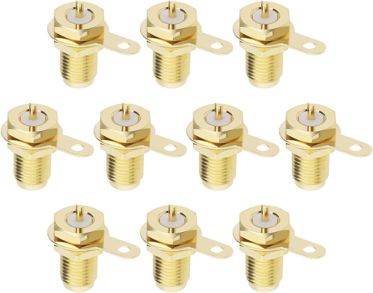 SnelShoppen - SMA Female Connector SMA Panel Mount Plug SMA Socket Connector Adapter 50 Ω Goud Geplateerd Messing Voor Coaxiale Installatie Antenne Ad