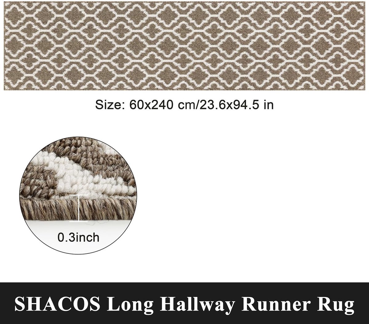 SnelShoppen - Loopmat - Antislip Loper 60 x 240 cm - Wasbare Vloermat voor Hal, Keuken, Entree en Wasruimte - Bruin Polypropyleen - Duurzaam en Stijlv