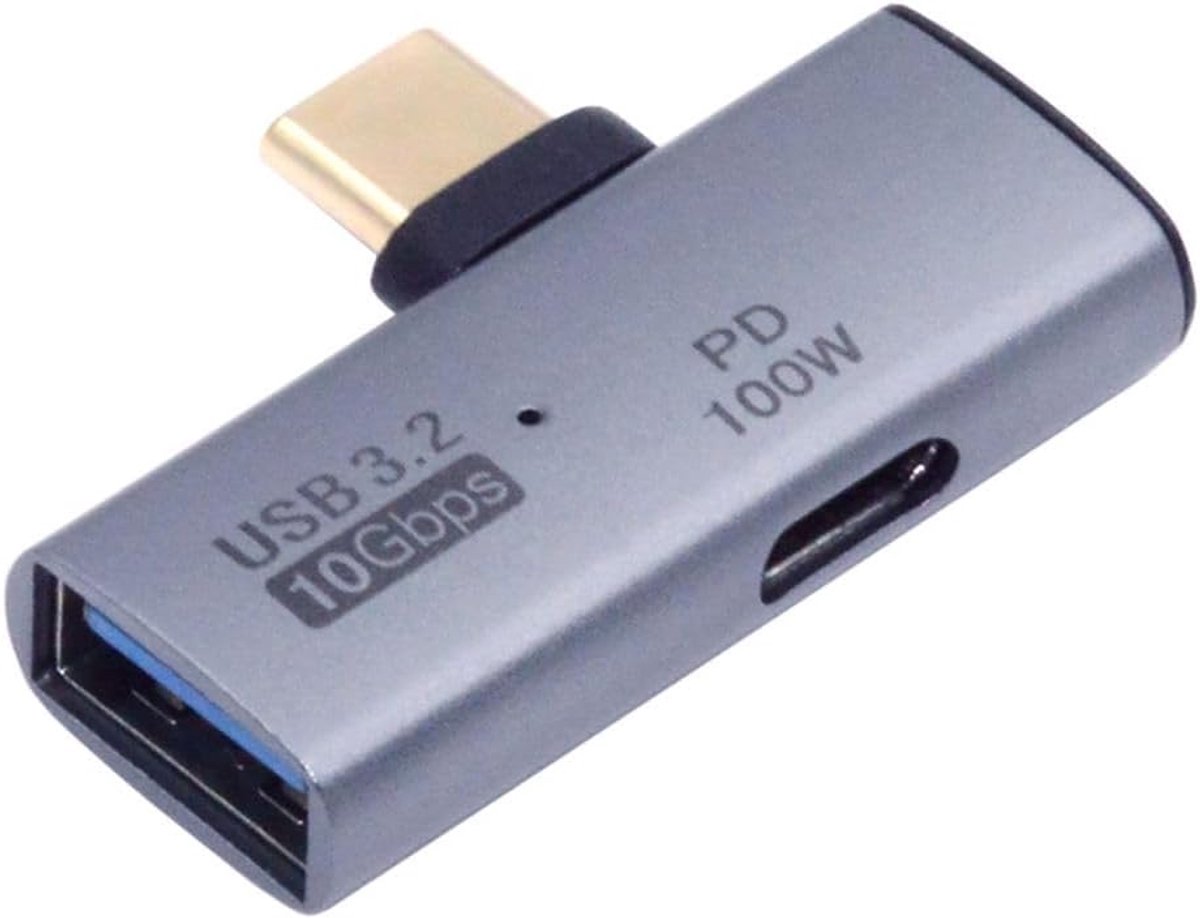 USB C naar USB 3.2 adapter - 2-in-1 - 100W snel opladen - dataoverdracht en opladen tegelijk - ShopVlot