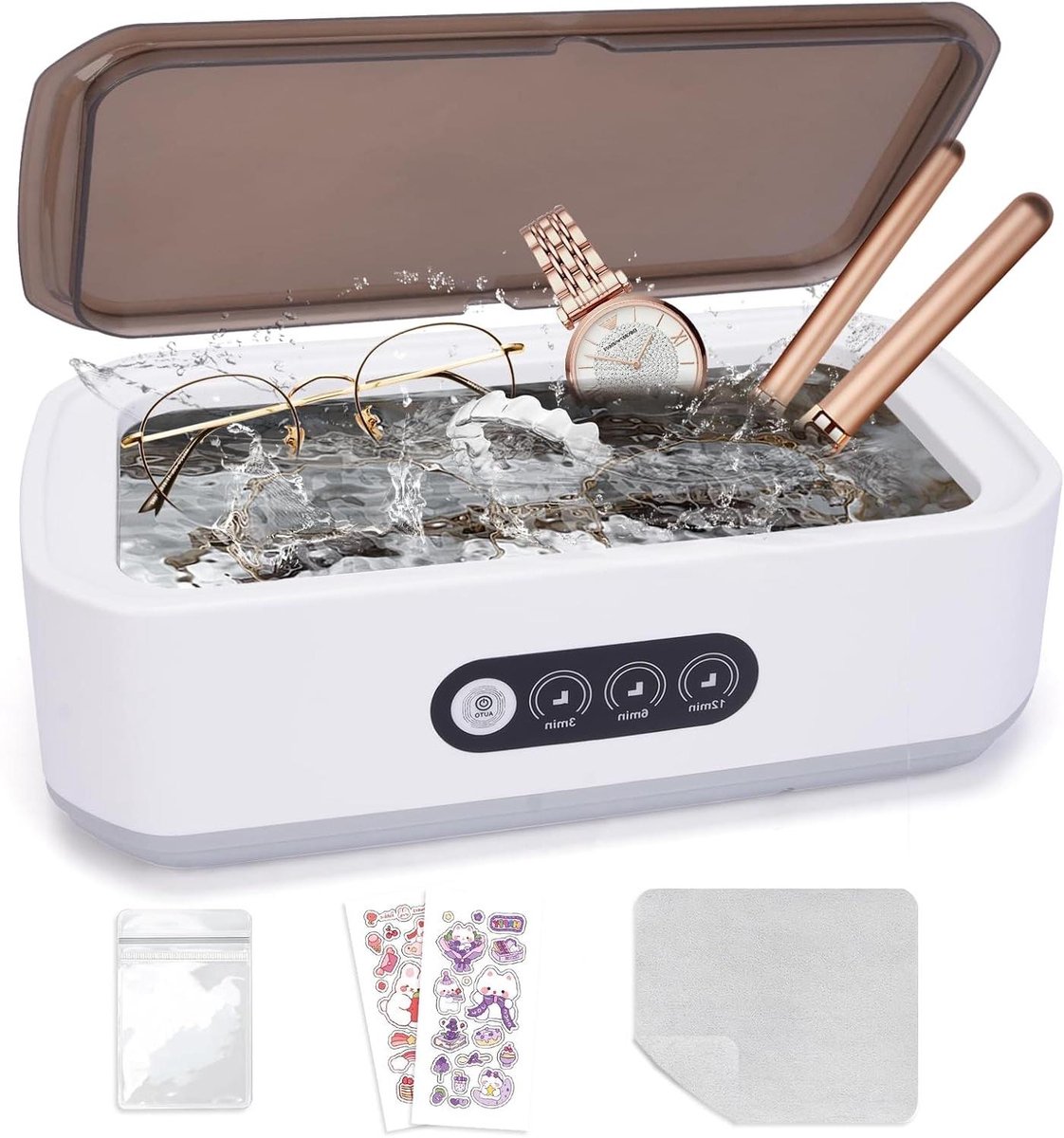 Ultrasone Reiniger - Schoonmaakapparaat - Sieraden Reinigen - 49000hz Trillingen - 23.5 x 13.2 cm - Zilver