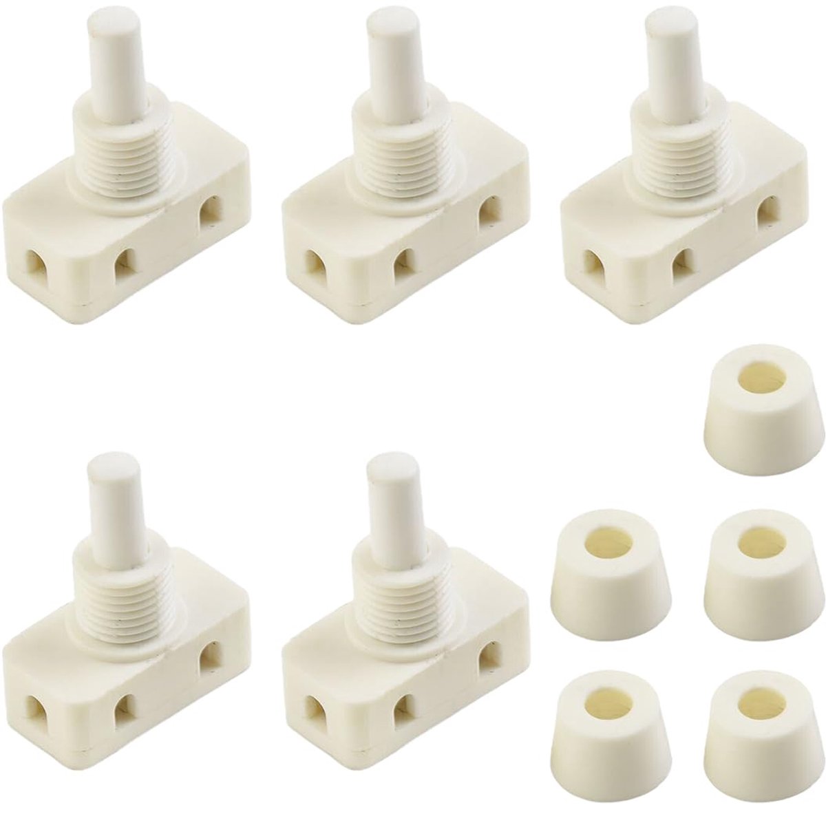 SnelShoppen - 5 Stuks Drukknop Schakelaar met Plastic Slot voor Auto Interieur Verlichting, Lezen Licht Knop (Wit) - Waterdicht, Duurzaam, Hoge Kwalit