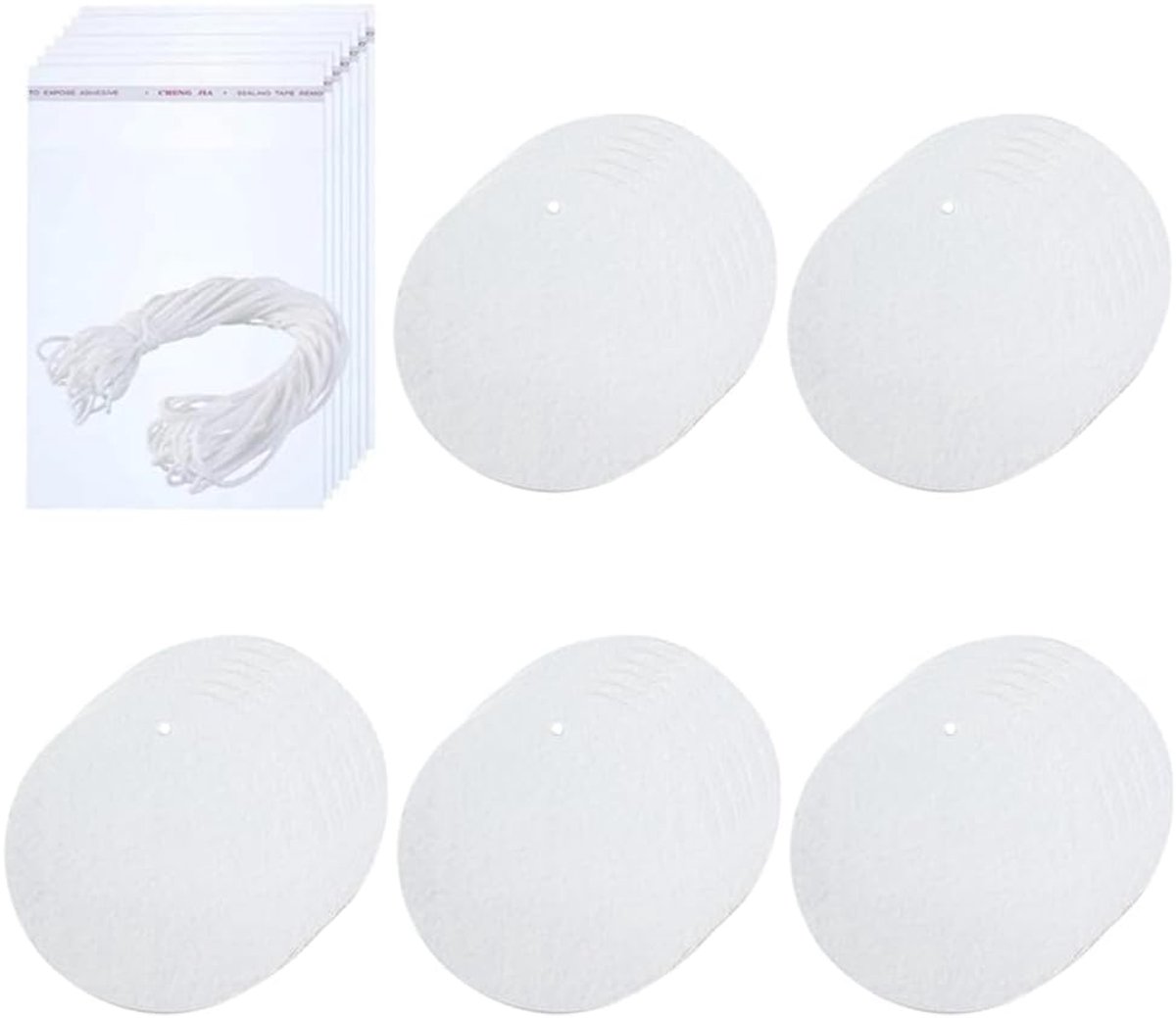 SnelShoppen - 30 Stuks Sublimatie Luchtverfrisser Blanks, DIY Auto Geur Hangers van Stevige Vilt met Zelfklevende Zakjes en 15m Jute Touw voor Auto, W