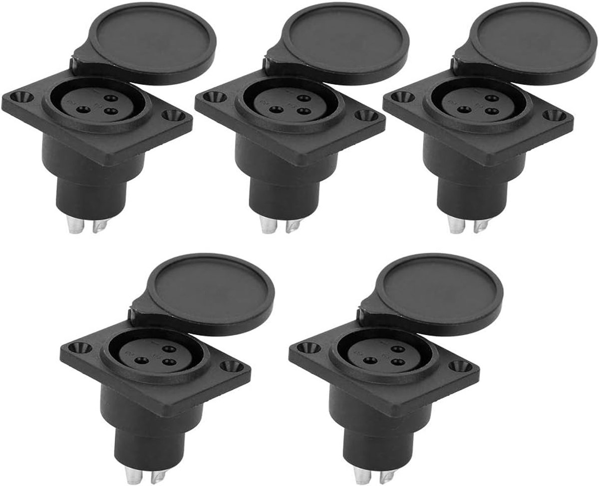 SnelShoppen - Chassispaneelconnector 3-pins XLR Mannelijk en Vrouwelijk, Hoog Rendement, Laag Geluidsniveau, ABS Materiaal, Voor Muur en Kabelmontage