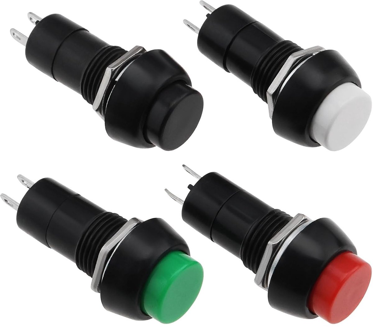 SnelShoppen - 4 Stuks 2-Pins Auto Toetsenbord Schakelaar Mini Drukknop Schakelaar Voor Mobiliteit Scooters, Tafel Lampen, Deurbellen, Auto Hoorns, Hui