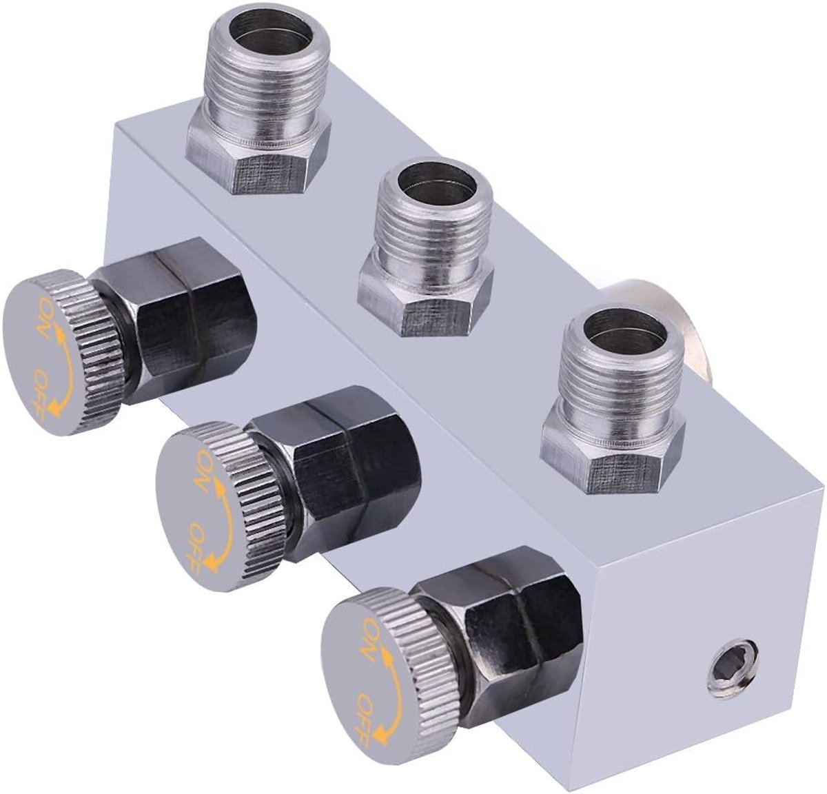SnelShoppen - 3-Weg Airbrush Lucht Slang Splitter van Metaal met Luchtbedieningsknop voor Tattoo en Gezichtsverf, Mini Eenvoudige Airbrush Houder Kit