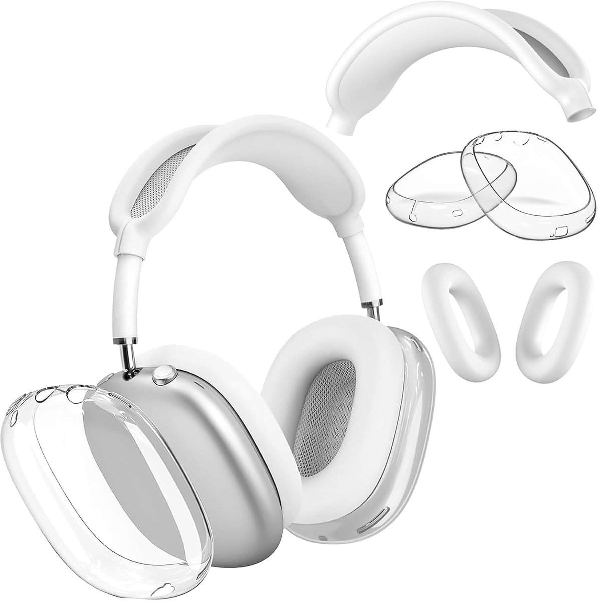 SnelShoppen - Case Cover voor AirPods Max Hoofdtelefoon, Anti-Kras Oorkussen Beschermhoes, Duidelijke Zachte TPU Hoes, Hoofdtelefoon Accessoires voor