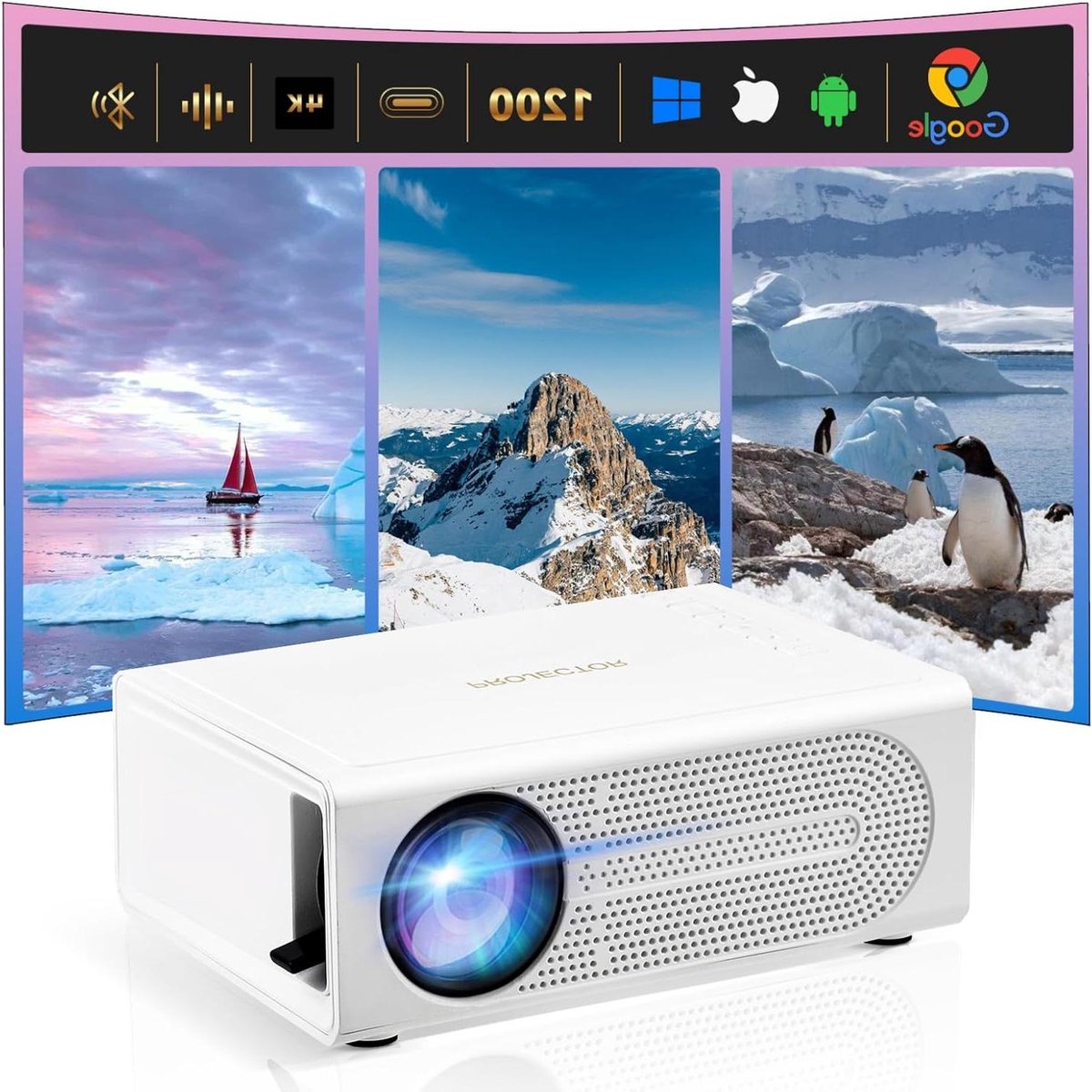 Mini Beamer - Draagbare Projector - Thuisbioscoop Ervaring - Full HD Resolutie - 32-100 Inch - Wit