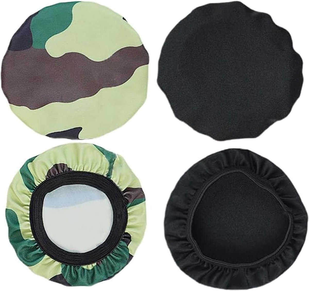 SnelShoppen - Set van 4 Wasbare Hoofdtelefoon Hoezen, Geschikt voor 9 tot 10,5 cm Hoofdtelefoons, Vervangbaar, Stofdicht, Elastische Camouflage, Zwart