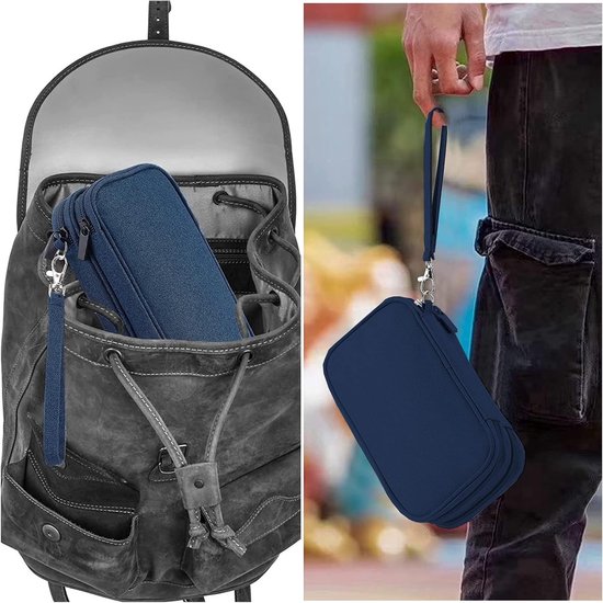 Elektronische Tas Organizer - Kabel etui - Reis Accessoires - Dubbellaags Opbergvak - 21 x 12.5 cm - Blauw — afbeelding 5