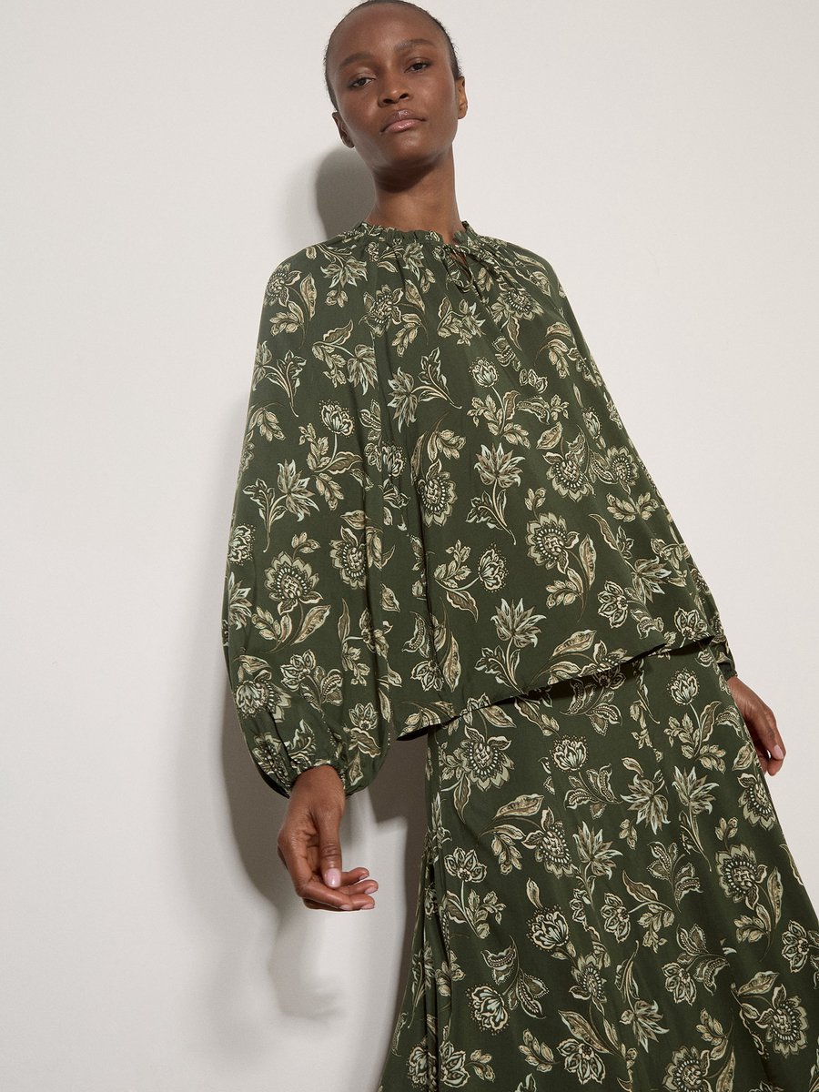 Folk-blouse met bloemenprint