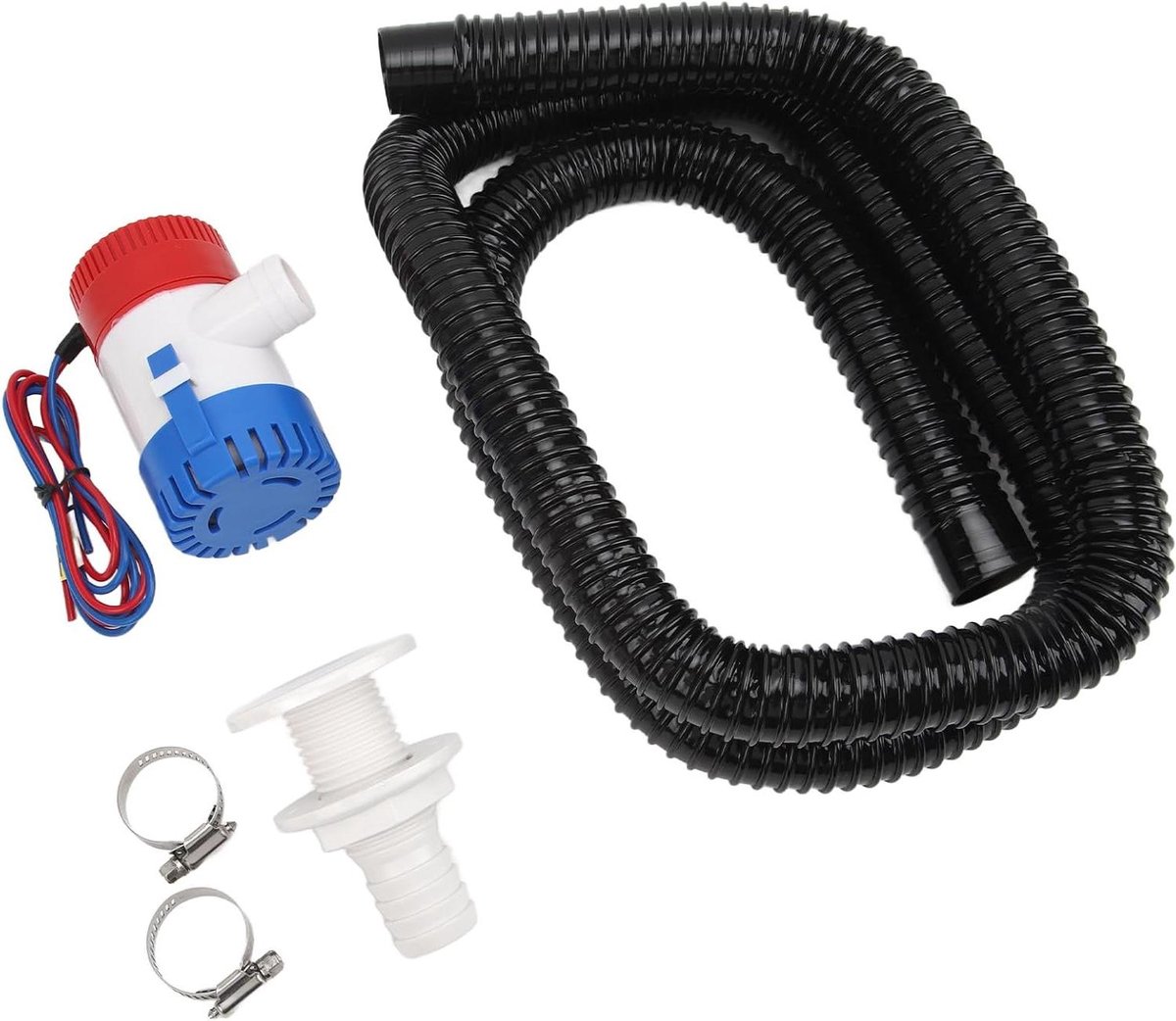 Lenspomp Slang Set - Bilge pomp kit - Water Verwijderen - 1100 GPH Debiet - 2m slang - Zwart
