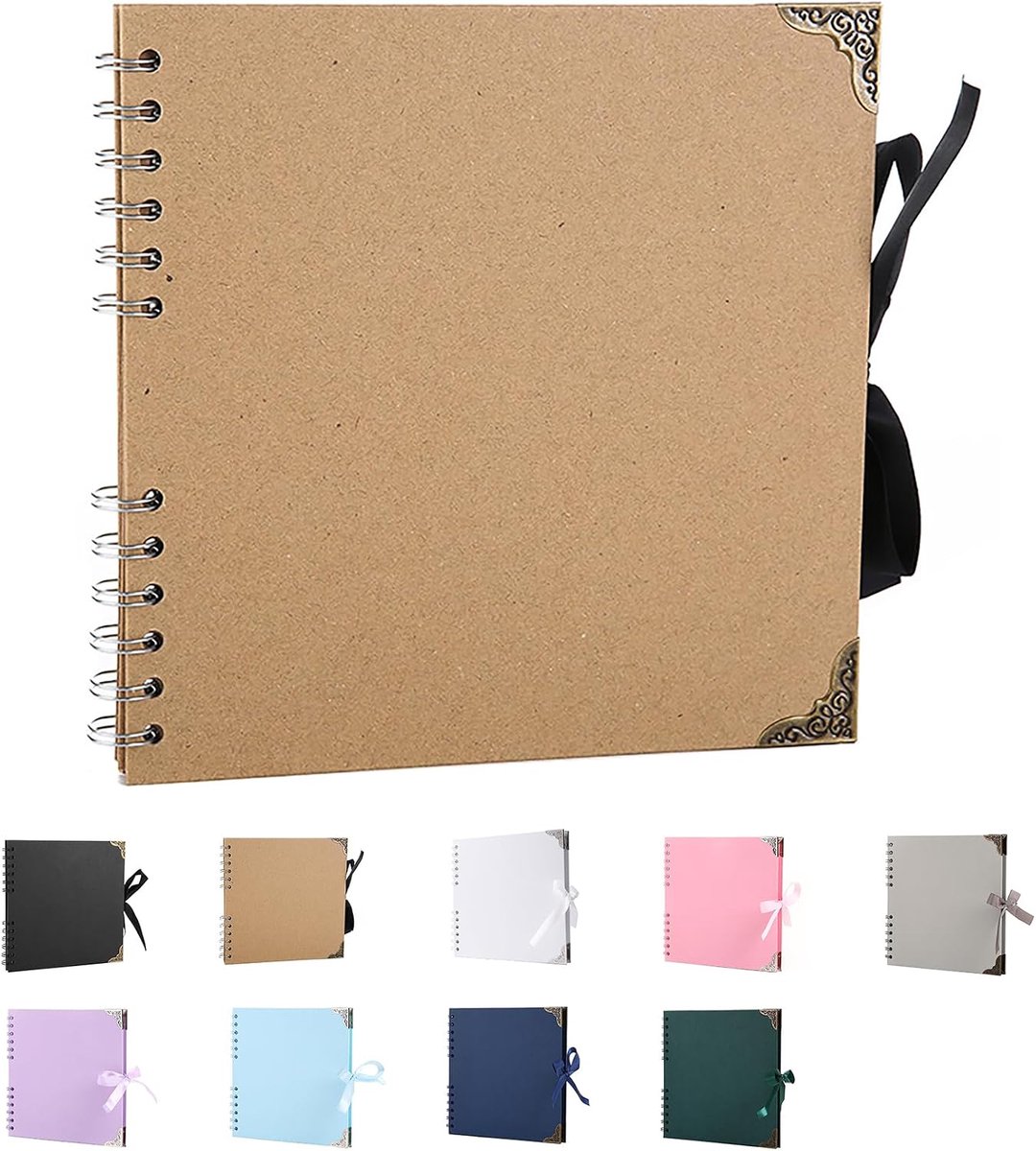 Scrapbook fotoalbums 60 pagina's - 20,5 x 20,5 cm - kraft papier - ideaal voor scrapbooking - SnelShoppen