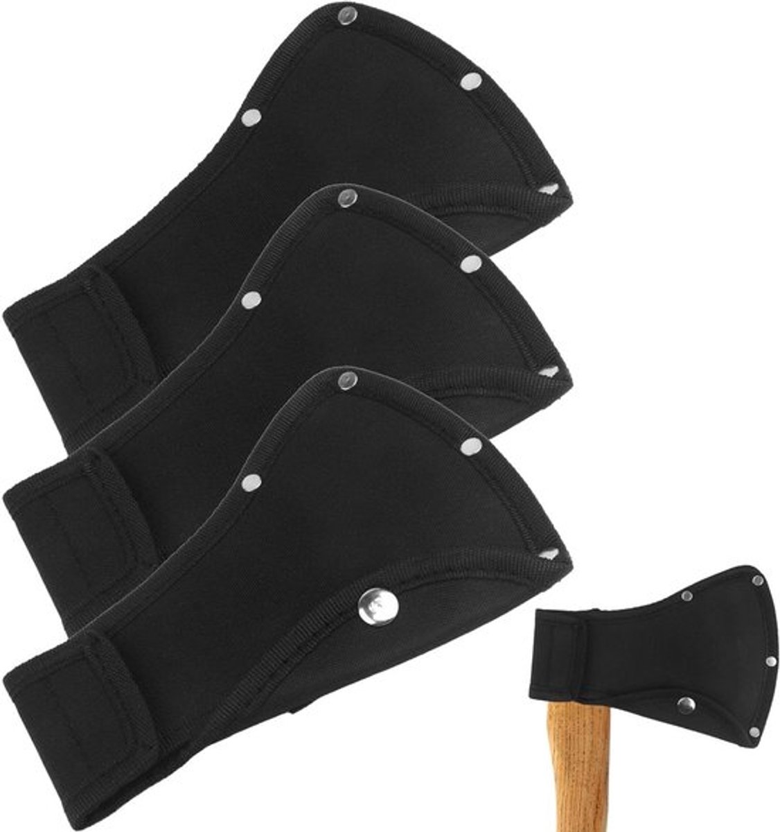 Set van 3 duurzame nylon beschermhoezen voor bijlen, met dubbele drukknoopsluiting, ideaal voor het beschermen van snijranden, houtgereedschap en handgereedschap tijdens buitenactiviteiten en kamperen