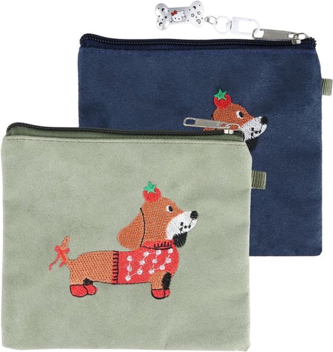 Make-up Tas voor Meisjes met Rits - Blauwe Dackel Reis Cosmetica Organizer en Opbergtas
