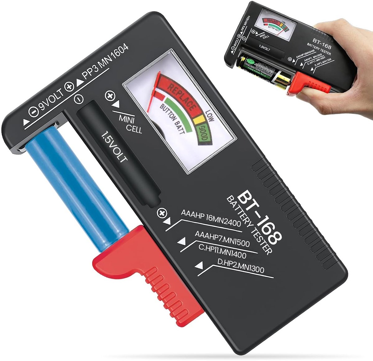 Batterijtester - Geschikt voor AA AAA C D 9V Sleutelbatterijen - Werkt zonder batterij - Voor Thuisgebruik