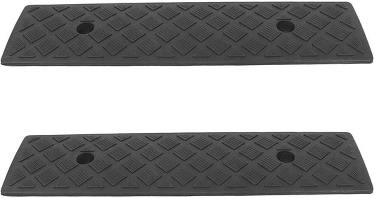 Oprijplaten 2 stuks - antislip textuur - rubber - zwaar belastbaar - geschikt voor trappen/hellingen - inritslangbescherming - helling