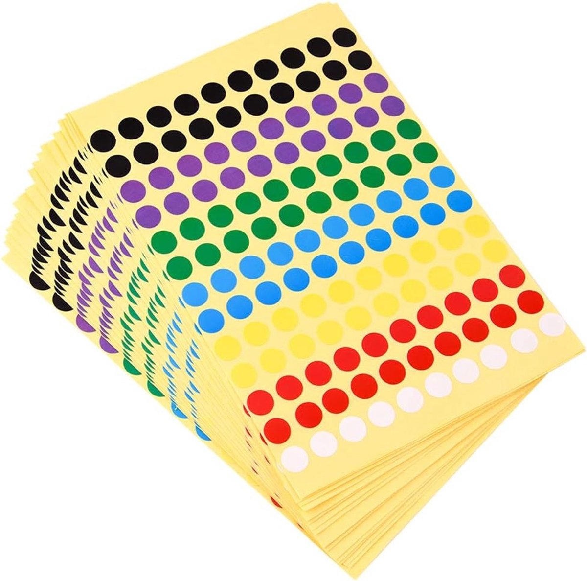 20 vellen zelfklevende stippenstickers - ronde kleurcodering labels 8mm, 7 kleuren, 2600 stippen voor organisatie en labeling