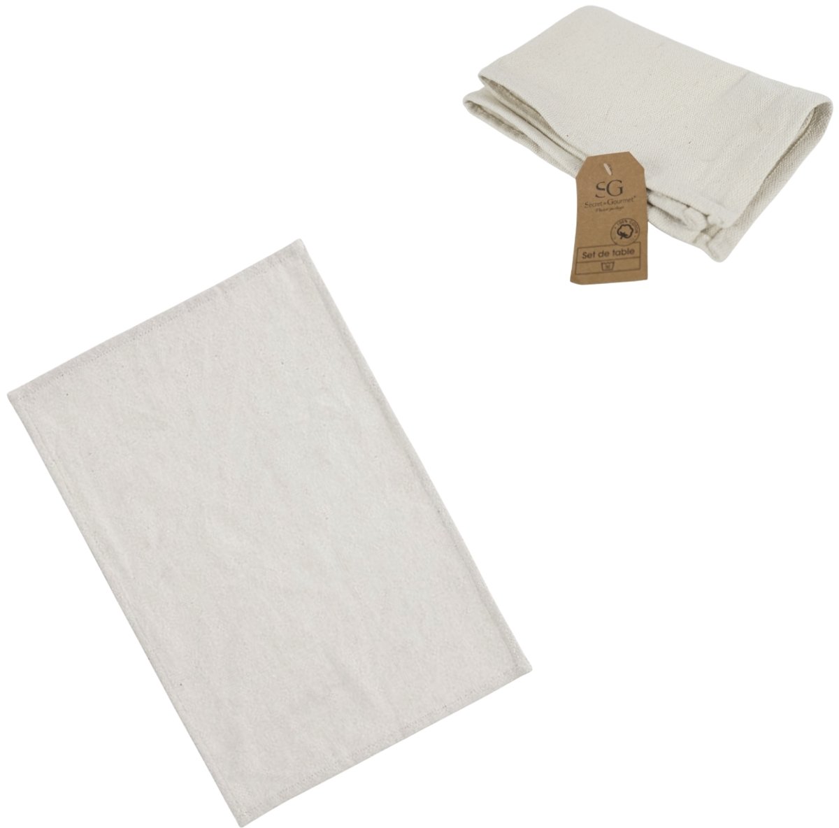 Placemats Katoen 45 x 30 cm - Set van 6 - Natuurwit - Stoffen Placemats - Wasbaar