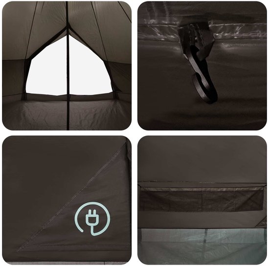 vidaXL - Tipi - Tent - 12-persoons - Bruin - Grijs - Polyester - en - Staal van Vidaxl — afbeelding 3