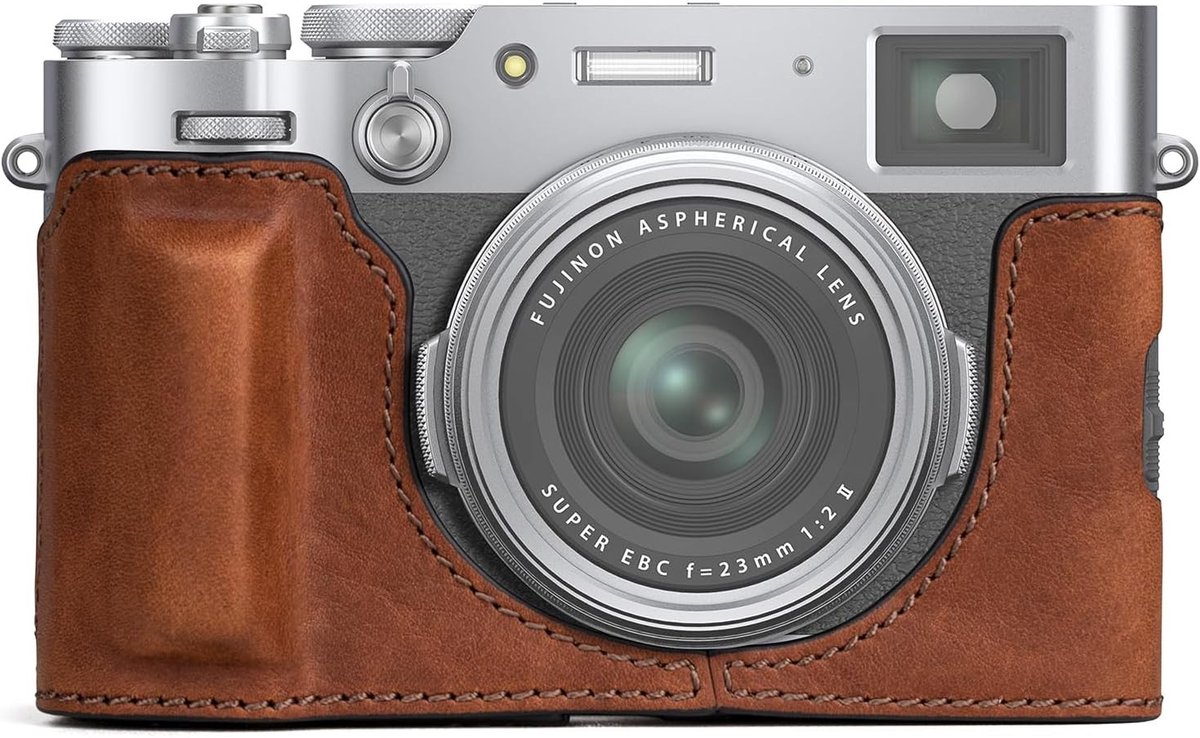 SnelShoppen - Premium Leren Case voor Fujifilm X100VI Camera - Beschermcase van Echt Leer met Onderste Opening en Handgreep - Bruin - Ideaal voor Foto